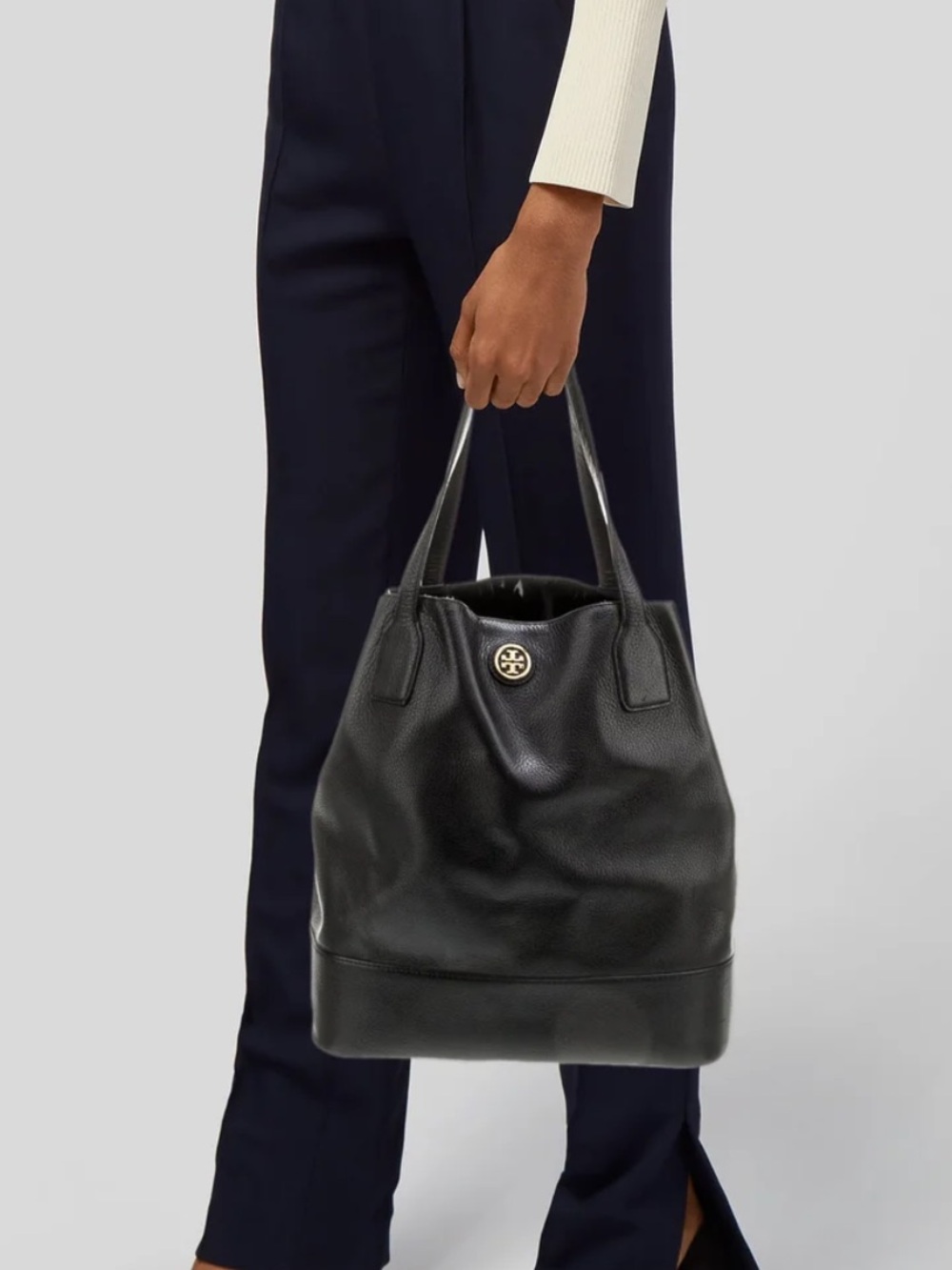 Tory Burch Black Leather Tote Bag